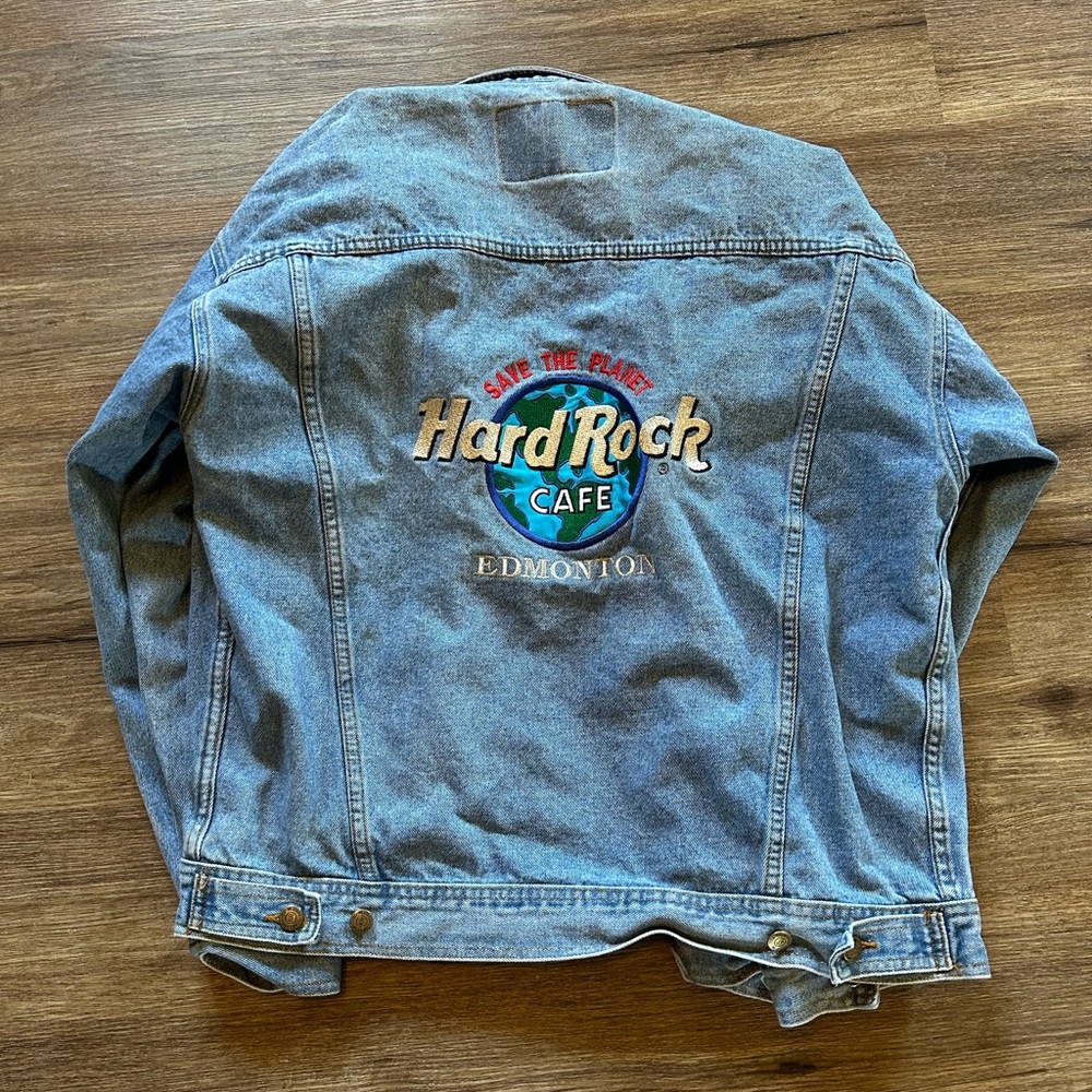 Hard Rock Cafe Blue Denim Jacket with Embroidery